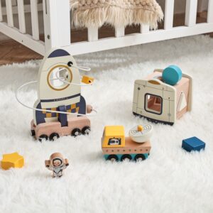 science educational rocket ball game wooden toy set for boys & girls children's learning blocks