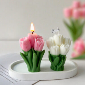 wholesale handmade novelty candle tulip shaped vanilla aroma scented candles for lower moq home&wedding decor gifts