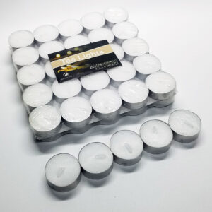 premium quality small tealight candles full box packaging unscented long burn white made of paraffin wax
