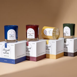 wholesale luxury aromatic soy wax glass jars custom printed scented candle labels for home decor for diwali easter ramadan bars