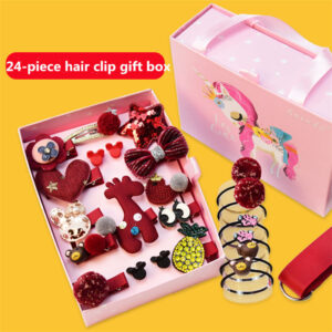 factory wholesale new 24 piece children's hair accessories gift box set girl hairpin rubber band