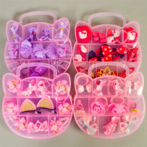 wholesale 11 pieces headdress headband kids accessories cartoon gift box bow hair circle bow hair clip set