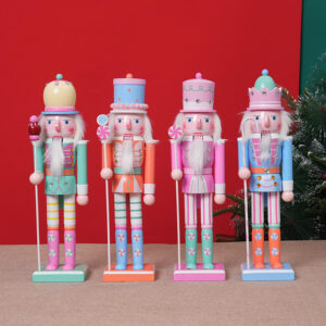 handmade eco friendly macaron colorful nutcracker soldier ornament hand painted details glossy finish for christmas new year
