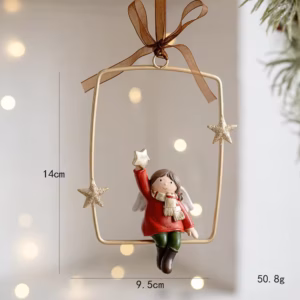 new product christmas decoration nordic retro christmas tree decoration resin elf bell trojan horse pendant