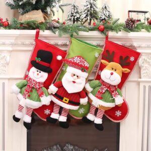 christmas decorations red white stitched cute snowman santa home decor ornaments sacks large christmas stocking gift candy bags