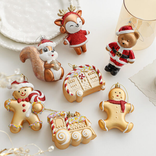 vintage cute fox squirrel christmas decor gingerbread man snowman christmas tree ornament diy hanging decor for party decor