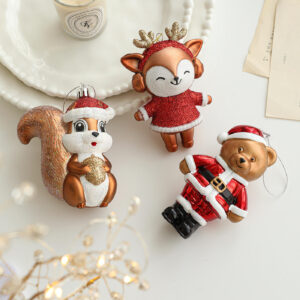 vintage cute fox squirrel christmas decor gingerbread man snowman christmas tree ornament diy hanging decor for party decor