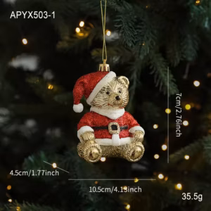 xmas bell bear wreath shaped gold glitter christmas ornament shatterproof plastic decorative baubles for xmas tree decor holiday