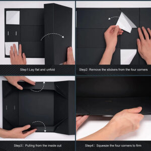 custom magnet folding paper flat pack packaging box black luxury magnetic gift box with magnet closure