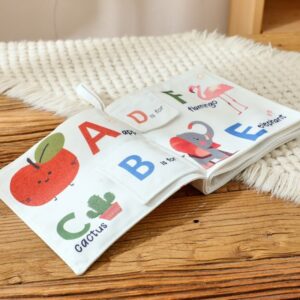 kid safe soft cloth book teaches english letters, perfect educational play for ages 0 6 years.
