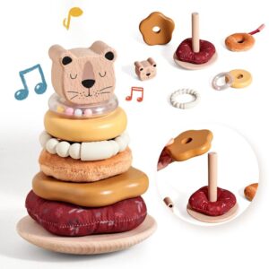 customizable logo lion set column wood educational toys wholesale selling for children 2 4 years.