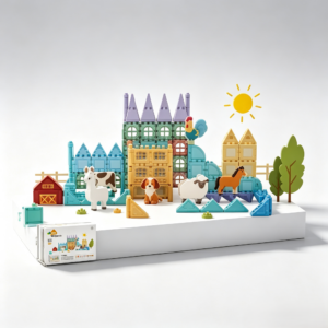 111 piece 3cm mini magnetic tiles – farm theme