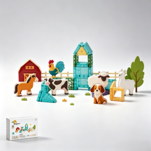 32 piece 3cm mini magnetic tiles – farm theme